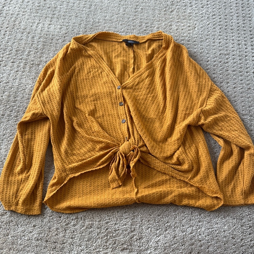 Mustard tie front long sleeve